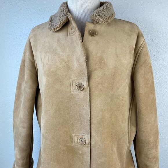 Lands End Faux Shearling Button Down Jacket Size 10-12 EUC - Picture 2 of 10